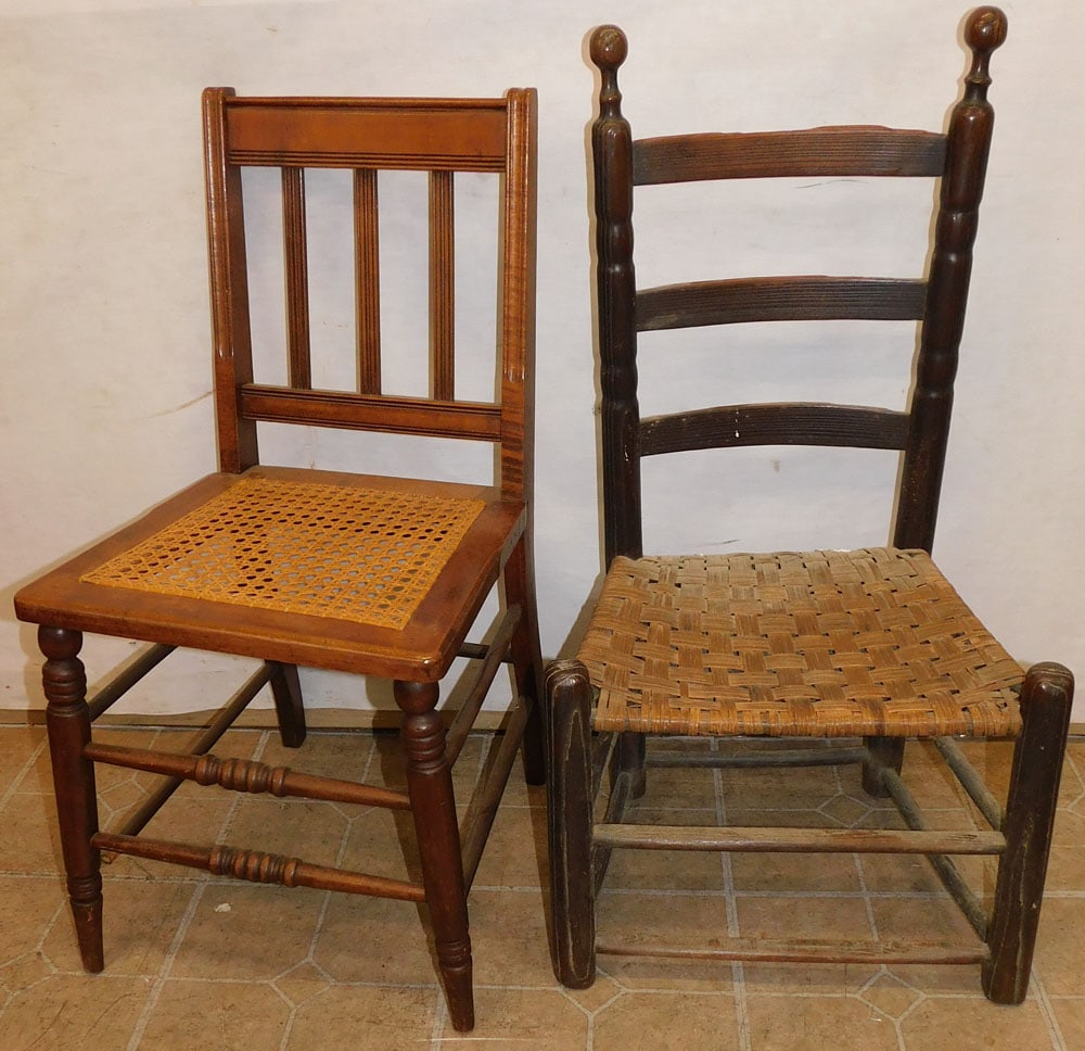 antique walnut side chair and ladder back childs chair (1 of 4)