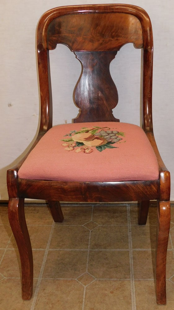 antique mahogany victorian needle point seat side chair (1 of 5)