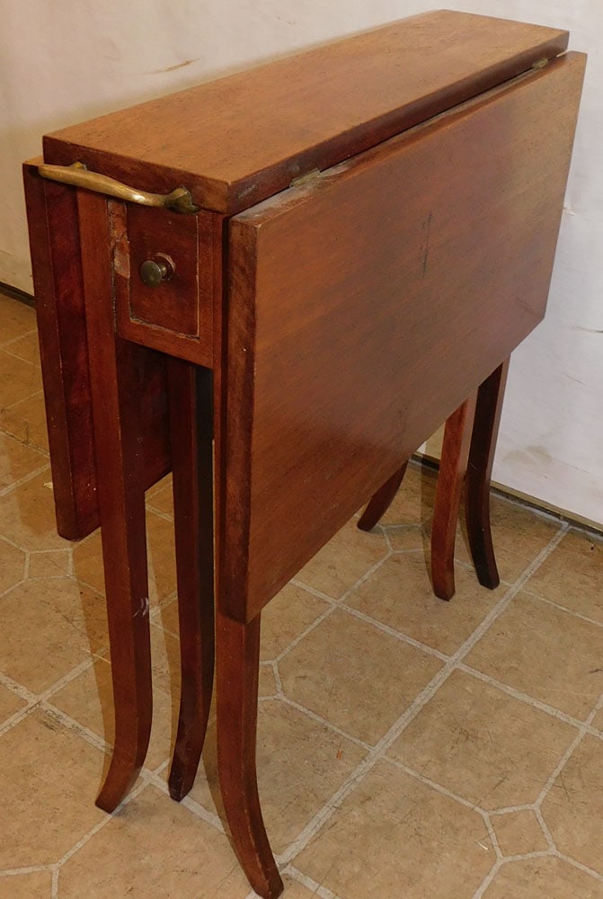 mahogany drop leaf coaching table with drawer (1 of 4)