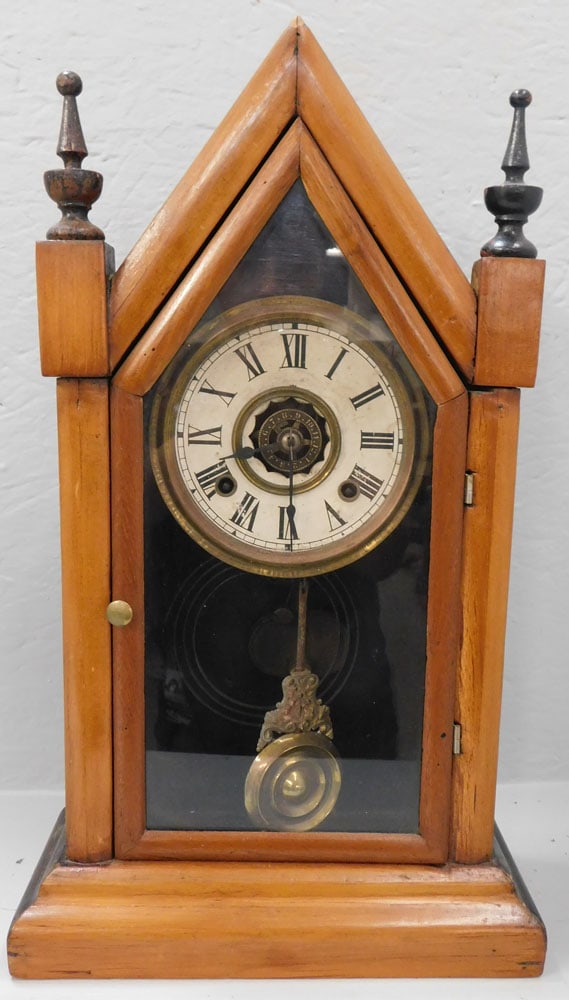 antique walnut steeple clock (1 of 4)