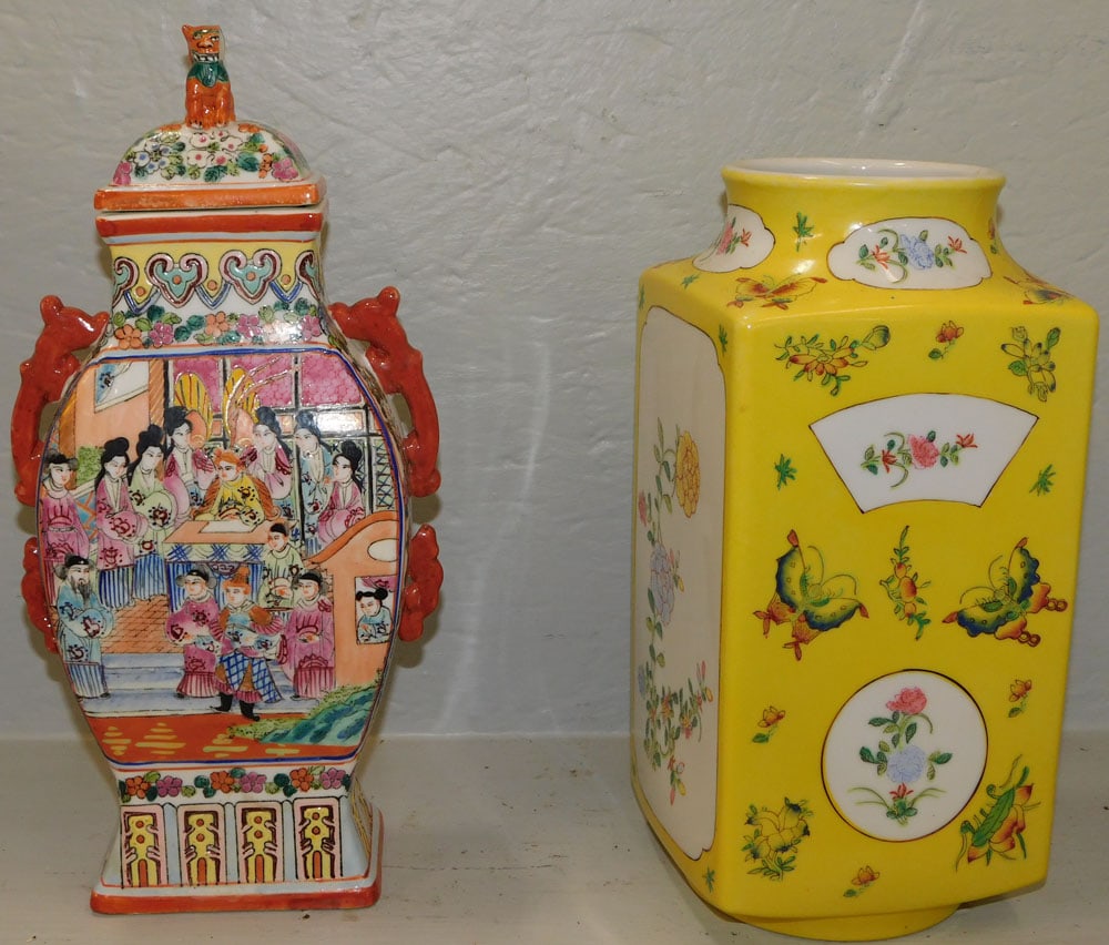 oriental porcelain covered urn and vase (1 of 5)
