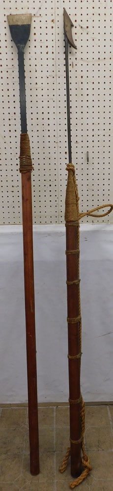 decorative forged iron and wood handle scraper & metal with wood handle harpoon (1 of 3)