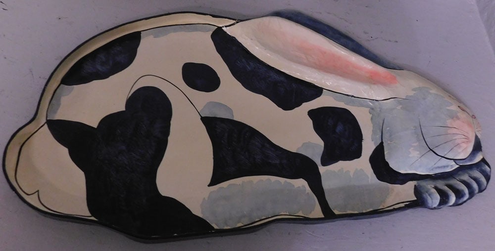 painted paper mache rabbit form tray (1 of 4)
