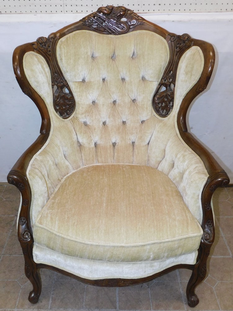 carved cherry french style arm chair (1 of 4)