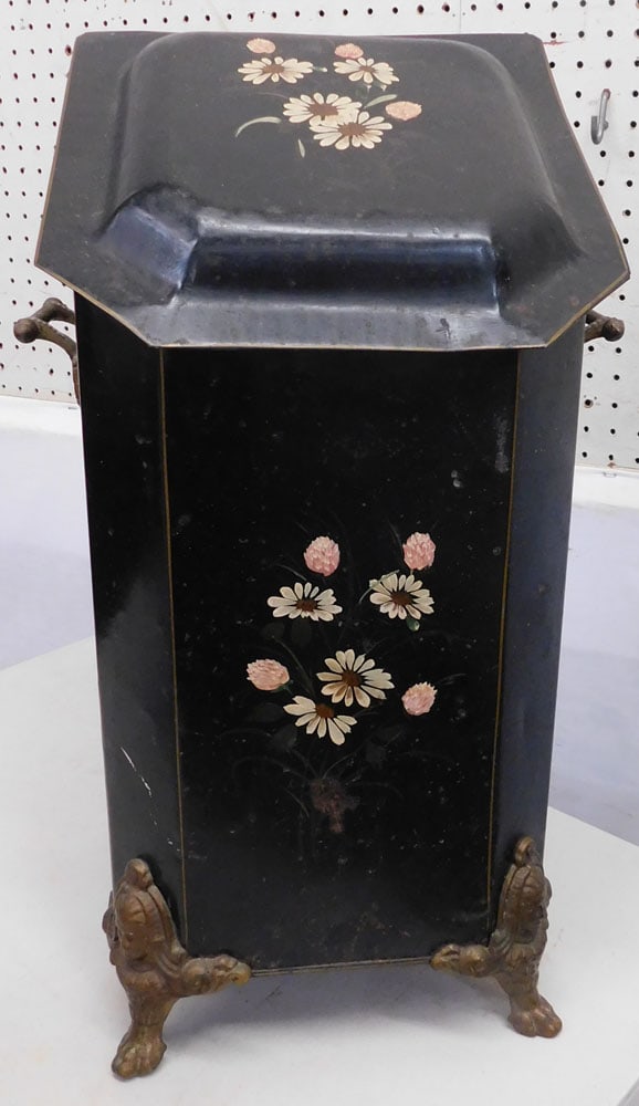 Antique Painted Tole Coal Bucket (1 of 4)