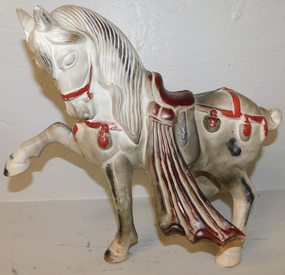 Painted Chinese Cast Iron Horse Statue (1 of 3)