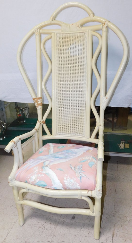 Painted Rattan High Back Chair (1 of 2)
