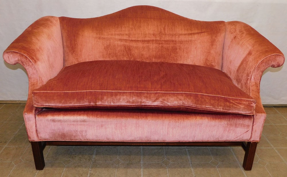 Camel Back Upholstered Loveseat (1 of 5)