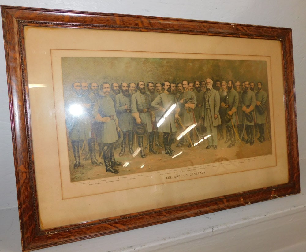 Antique Print of Lee & Generals in Oak Frame (1 of 5)