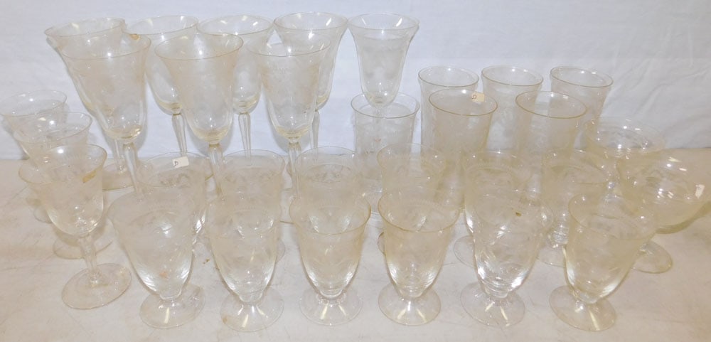 Lot of Etched Stemware (1 of 3)