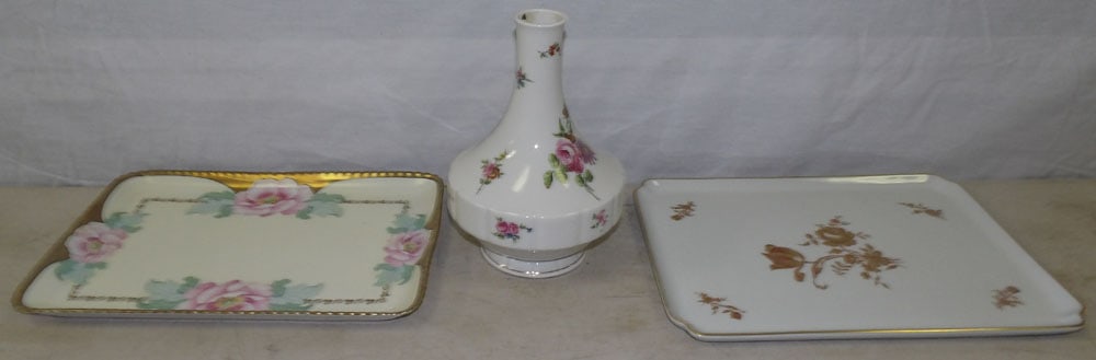 Limoges Porcelain Vase, Limoges Tray, & Bavarian Dresser Tray (1 of 6)