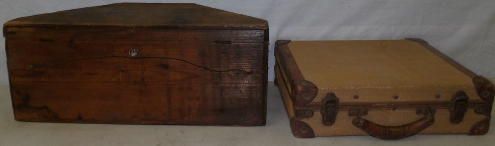 Antique Pine Box & Vintage Child's Suitcase (1 of 4)