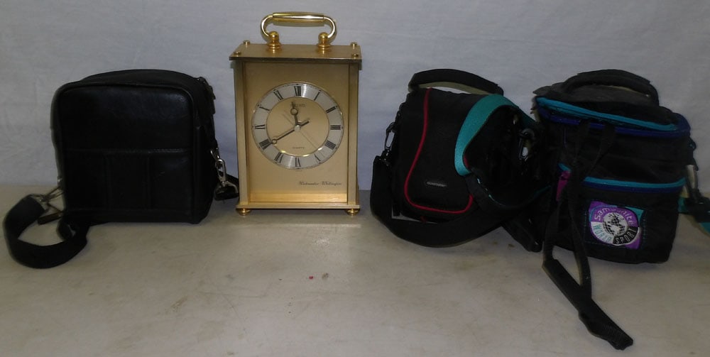 Lot of Vintage Cameras & Seiko Quartz Shelf Clock (1 of 3)