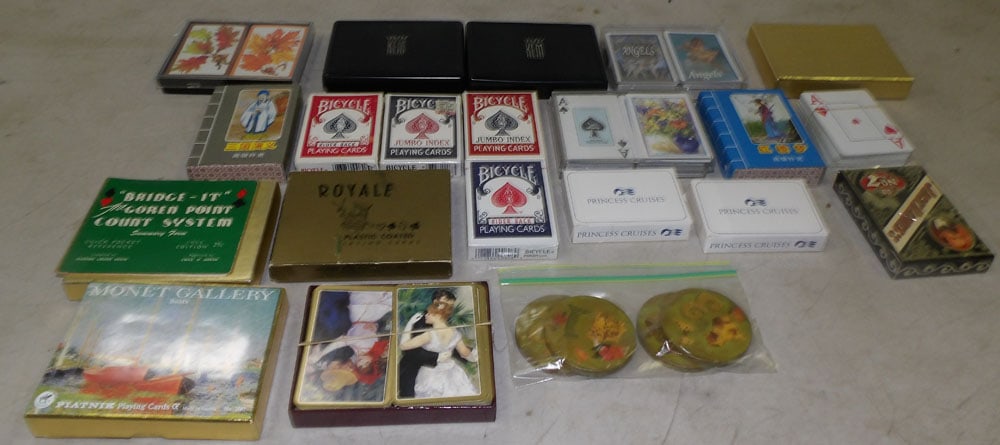 Lot of Vintage Playing Cards: Lot of Vintage Playing Cards. ALL DESCRIPTIONS AND ANY CONDITION STATEMENT GIVEN BY LANGSTON AUCTION GALLERY ARE STRICTLY OPINIONS AND LANGSTON'S SHALL HAVE NO RESPONSIBILITY FOR ERRORS OR OMISSIONS. 