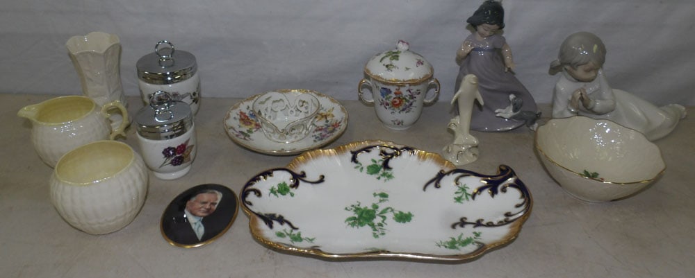 Lot of Lladro Figurine, Royal Worcester, Lenox, & German Porcelain Items (1 of 3)