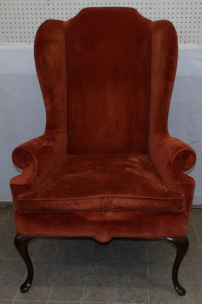 Queen Anne Style High Wing Back Chair (1 of 3)