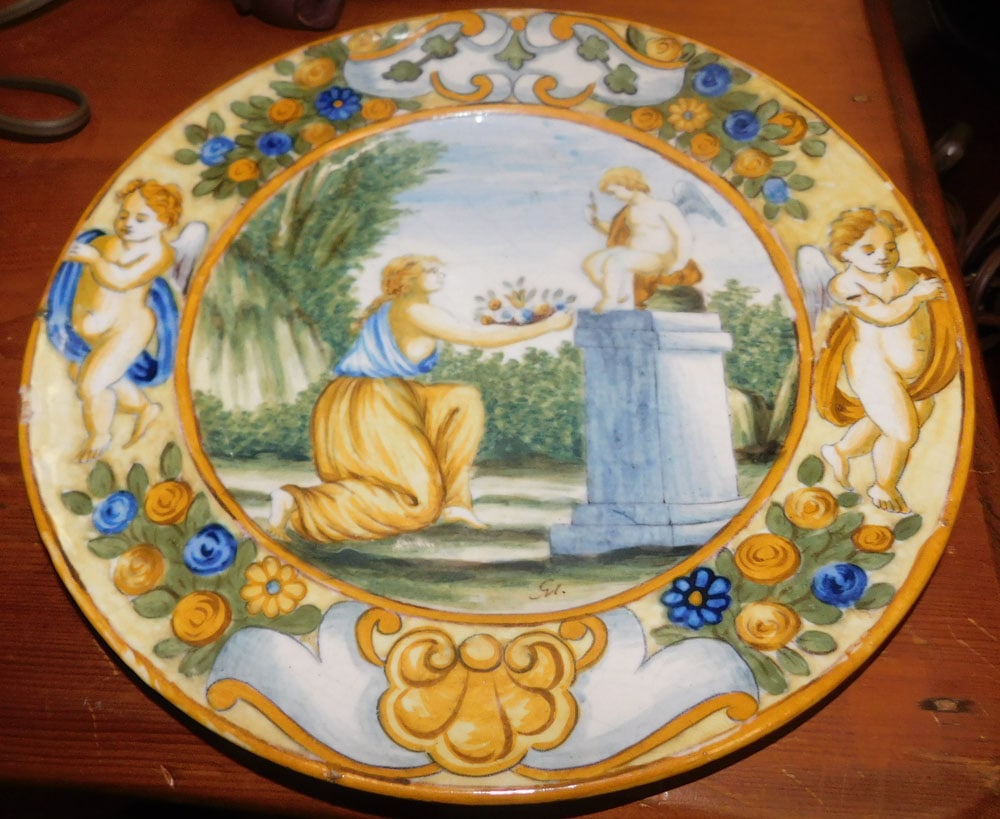 Antique Italian Faience Polychrome Plate (1 of 2)
