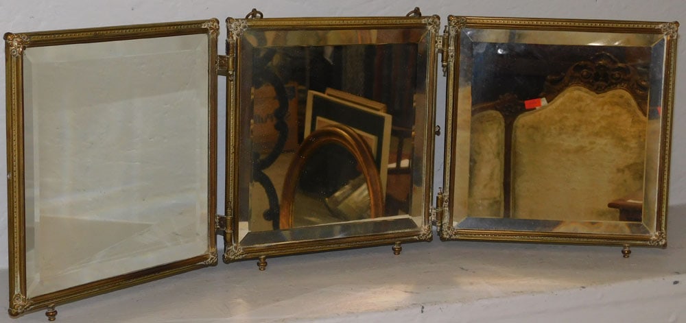 Brass Victorian Tri-Fold Dressing Mirror (1 of 4)