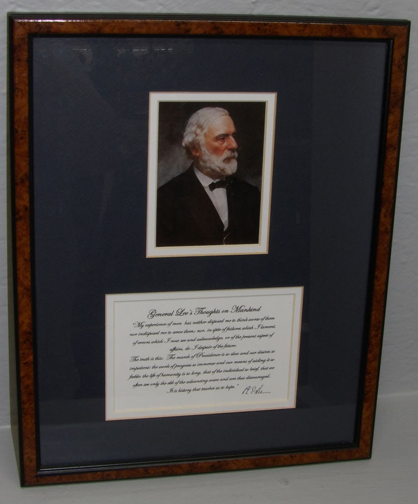 Framed Robert E Lee Portrait Photo & Historical Thoughts on Mankind Message (1 of 3)