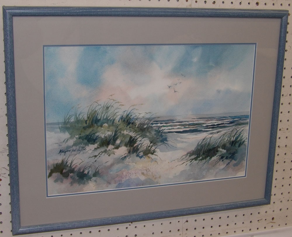 Framed Watercolor of a Coastal Beach Scene Signed Margaret Hoybeth, (Charleston, SC Artist) (1 of 4)