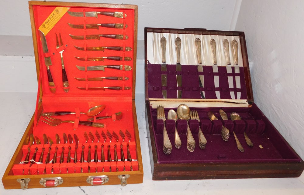 Lot of Reed & Barton Silverplate Flatware in Box & Oriental Brass Flatware in Box (1 of 5)