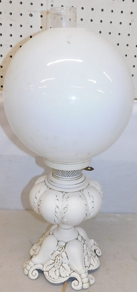 Painted Metal Hurricane Shade Lamp (1 of 3)