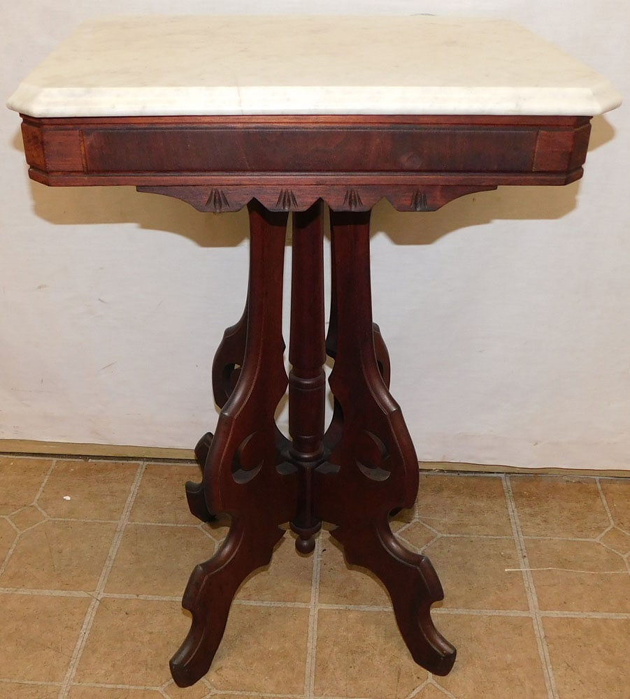 Walnut Victorian Marble Top Table (1 of 3)