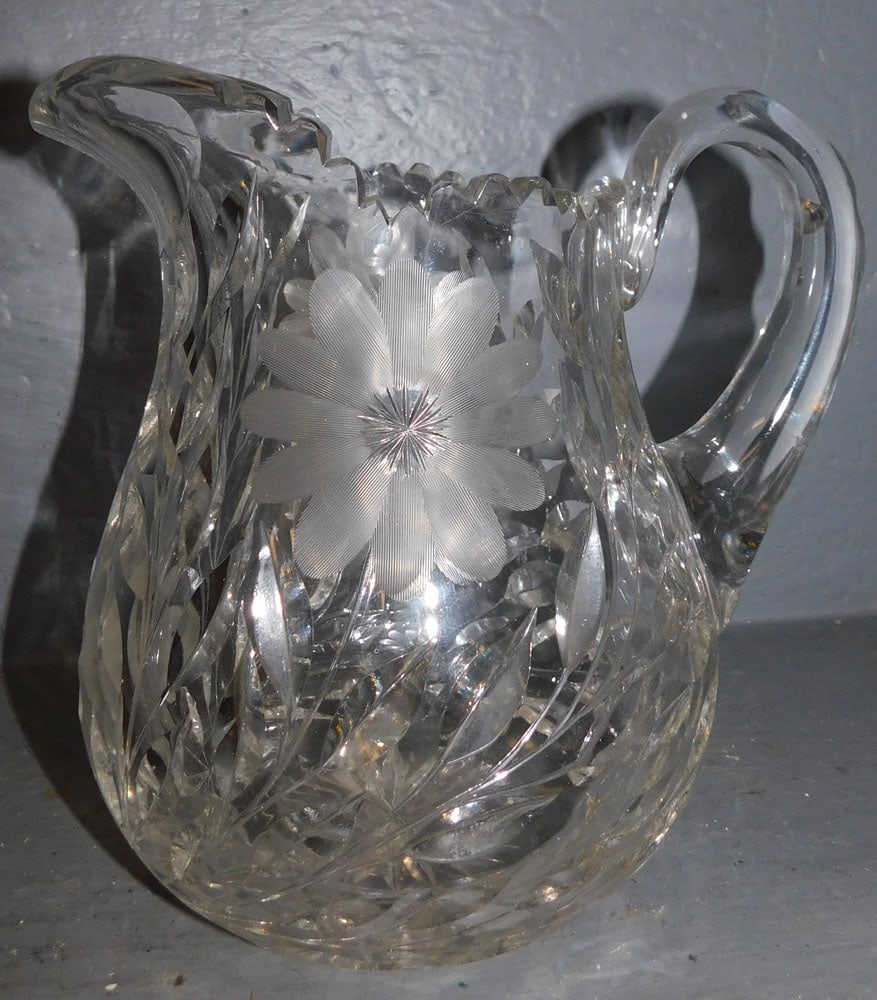 Antique Heavy Cut Glass Pitcher (1 of 3)