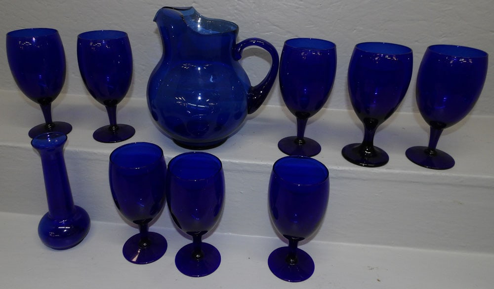 9 Piece Cobalt Glass Lemonade Set & Vase (1 of 2)