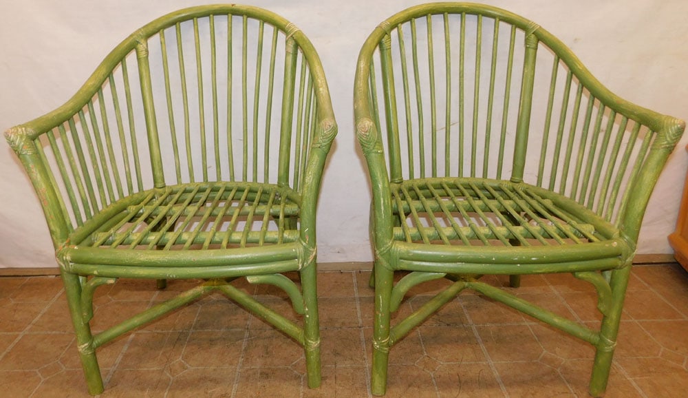 Pair of Painted Rattan Arm Chairs (1 of 5)