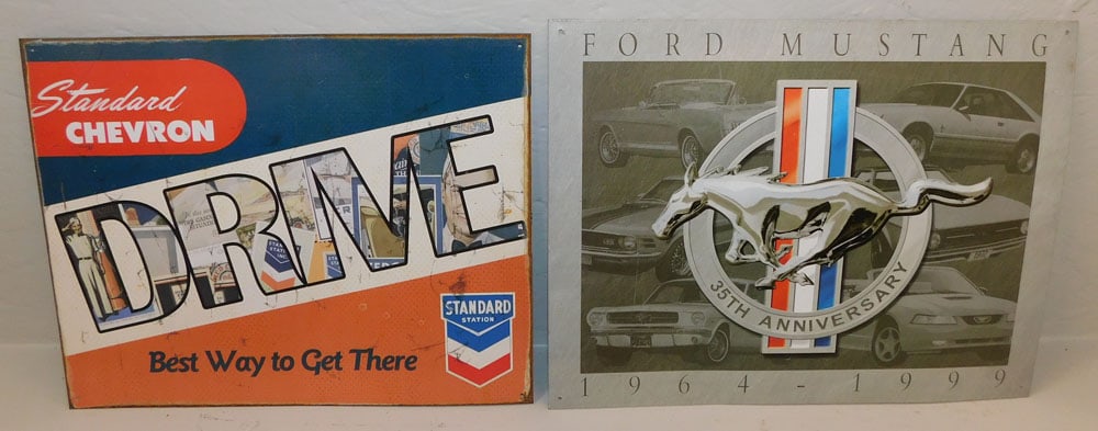 2 Painted Metal Signs: 2 Painted Metal Signs . 16" x 12 1/2" ALL DESCRIPTIONS AND ANY CONDITION STATEMENT GIVEN BY LANGSTON AUCTION GALLERY ARE STRICTLY OPINIONS AND LANGSTON'S SHALL HAVE NO RESPONSIBILITY FOR ERRORS OR OMI
