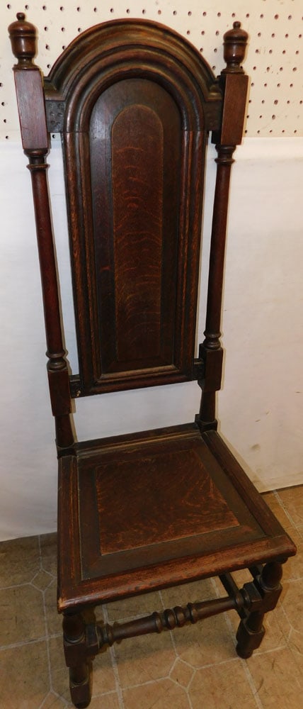 19th Century Pegged Oak High Back Side Chair (1 of 6)