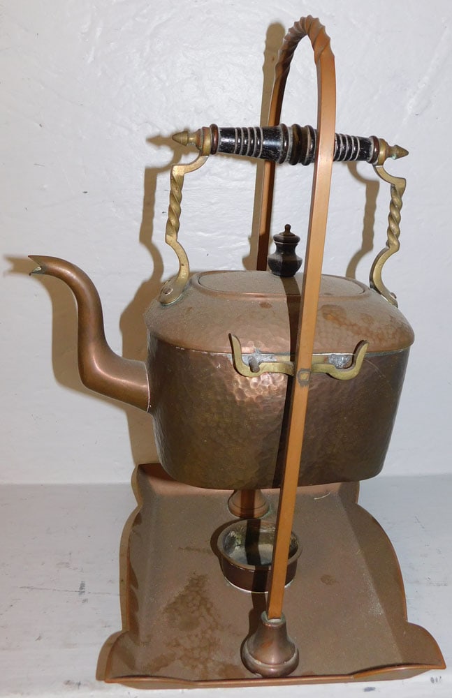 Antique Copper Kettle on Stand (1 of 5)