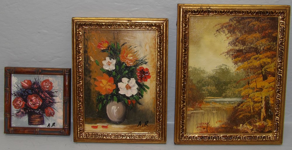 3 Miniature Oil on Canvas Still Life & Landscape Paintings, (Some Artist Signed) (1 of 4)