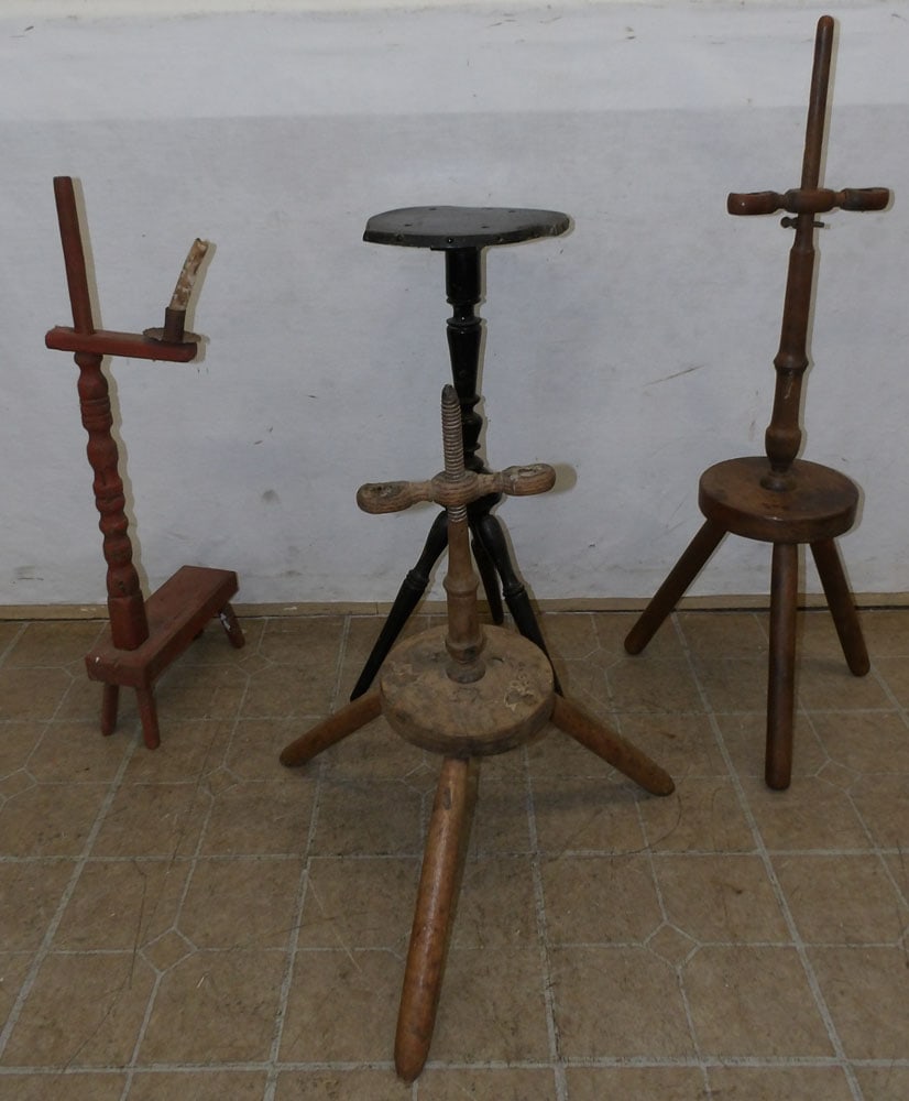 Three 18th Century Candle Stands & Painted Wood Plant Stand (1 of 4)