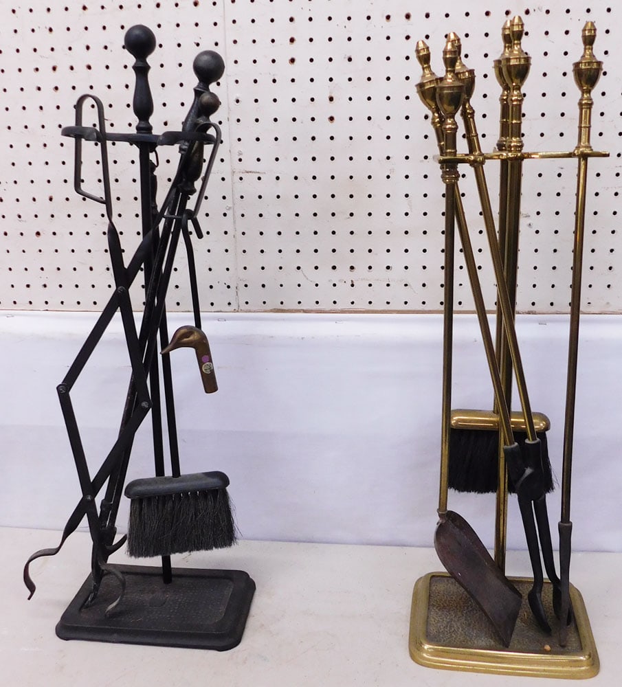 Lot Brass & Cast Iron Fire Tools (1 of 2)