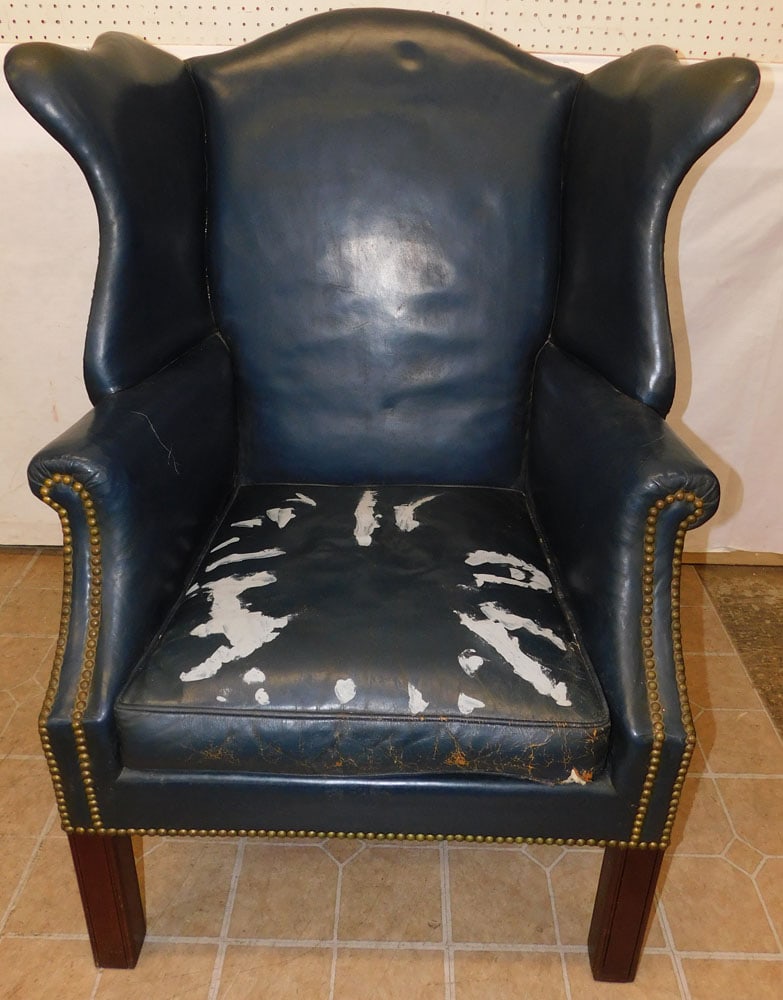 Antique Leather Wing Back Arm Chair (1 of 6)