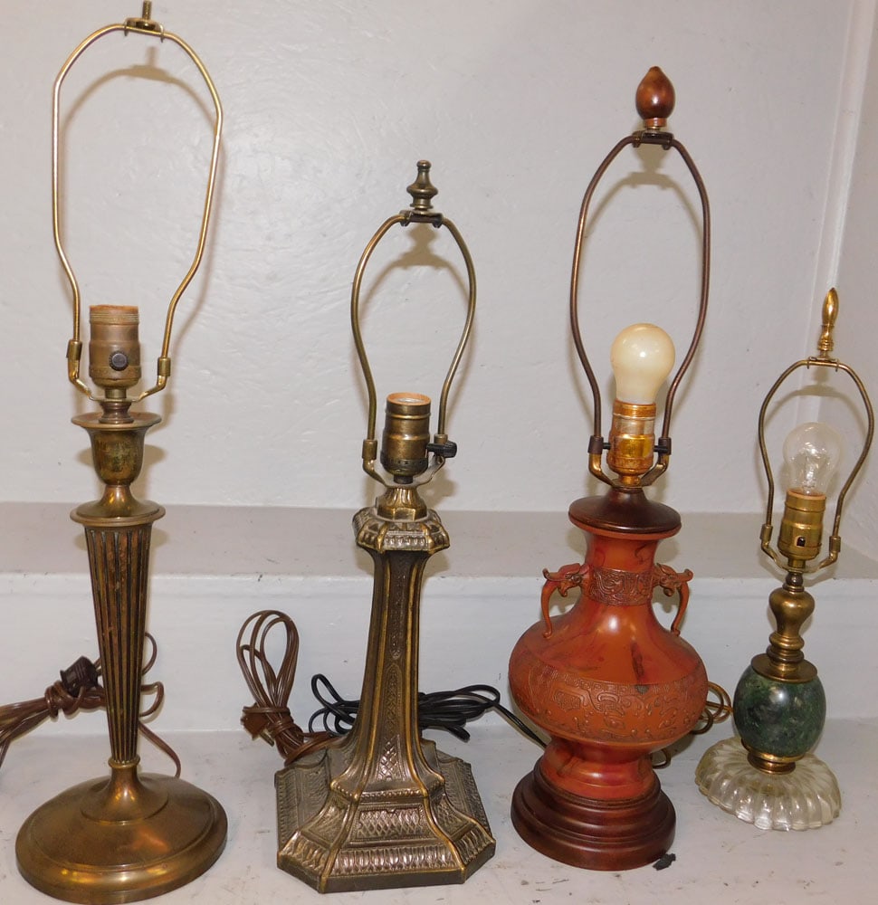 Lot Brass Lamps: Lot Brass Lamps. Up to 23 1/2" H ALL DESCRIPTIONS AND ANY CONDITION STATEMENT GIVEN BY LANGSTON AUCTION GALLERY ARE STRICTLY OPINIONS AND LANGSTON'S SHALL HAVE NO RESPONSIBILITY FOR ERRORS OR OMISSION