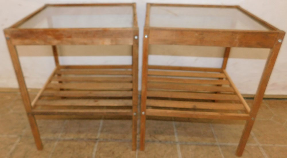 Pair Pine Glass Top Stands (1 of 5)