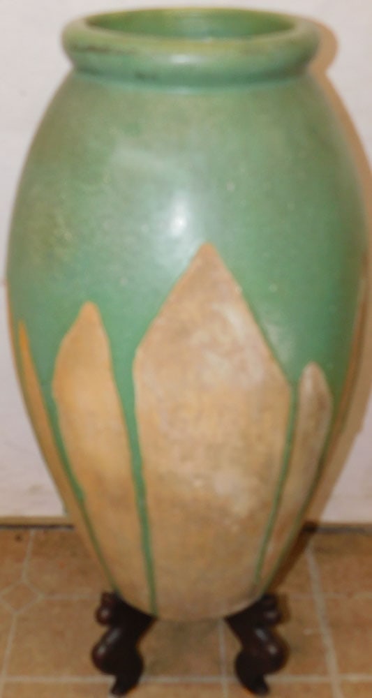 Large Painted Pottery Vase On Stand (1 of 4)