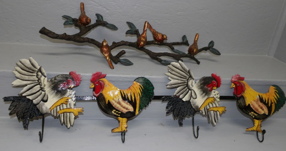 Painted Metal Coat Rack & Wall Hanging (1 of 4)