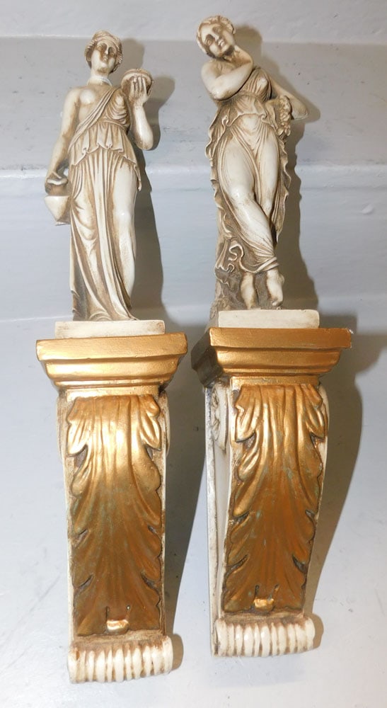 Pair of Painted Ceramic Neo Classical Wall Hangings (1 of 3)