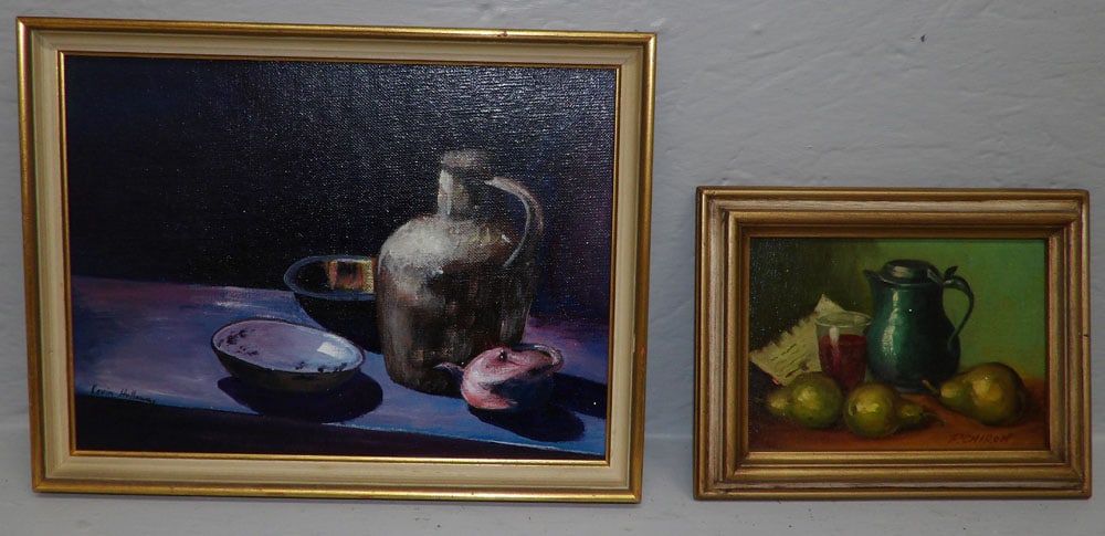 2 Framed Oil on Boards: 2 Framed Oil on Boards. Up to 13 1/4" x 10" ALL DESCRIPTIONS AND ANY CONDITION STATEMENT GIVEN BY LANGSTON AUCTION GALLERY ARE STRICTLY OPINIONS AND LANGSTON'S SHALL HAVE NO RESPONSIBILITY FOR ERRORS 