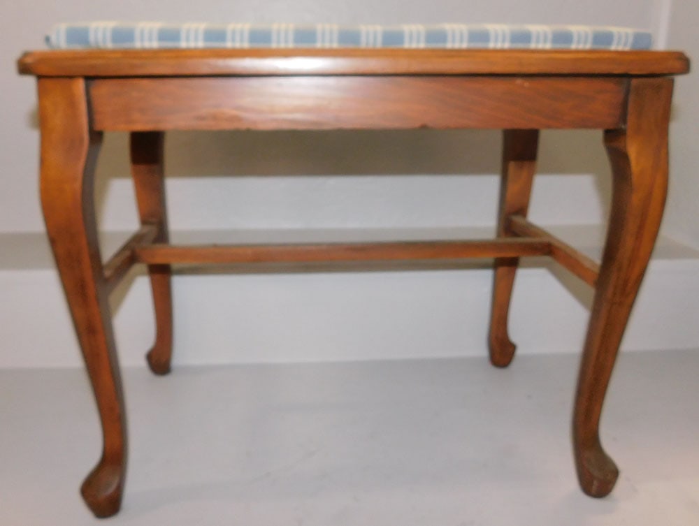 Walnut Upholstered Top Bench (1 of 2)