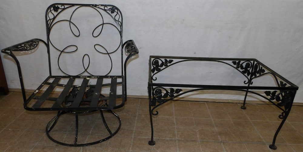 Painted Wrought Iron Chair & Table Base (1 of 3)