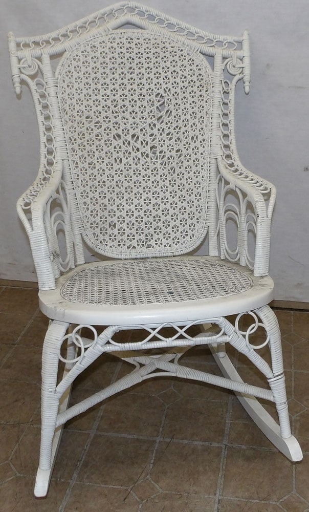 Antique Painted Wicker Rocker (1 of 3)