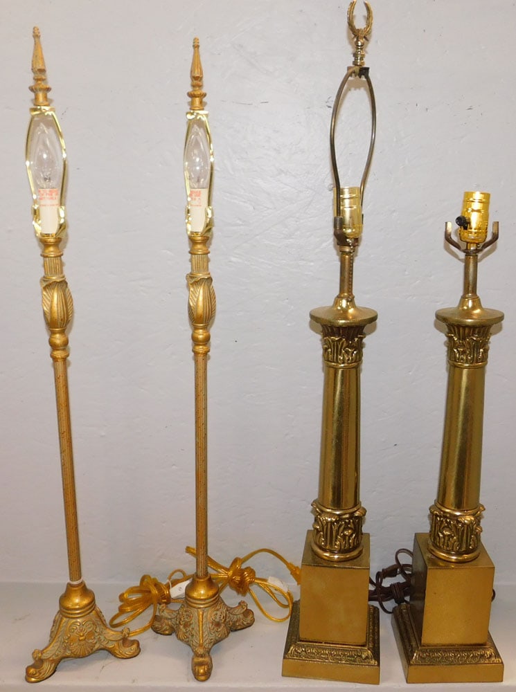 Pair of Gilded Resin Lamps & Gilded Metal Lamps (1 of 4)