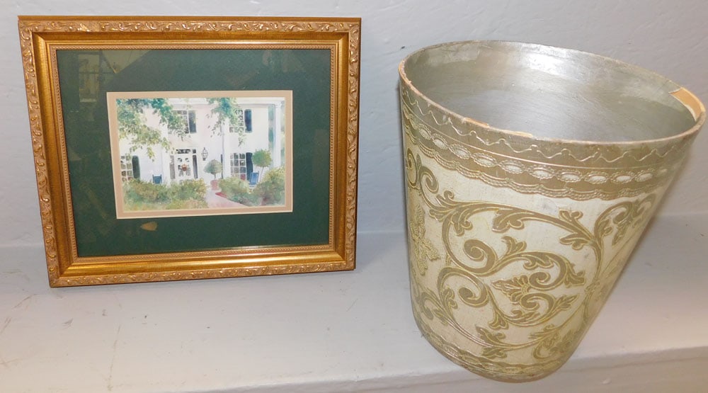 Framed Print & Painted Waste Basket (1 of 3)