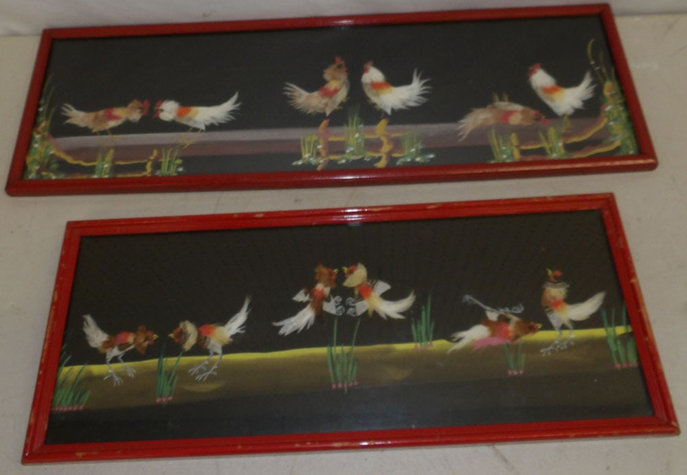 Pair of Framed Watercolors with Bird Feathers (1 of 3)