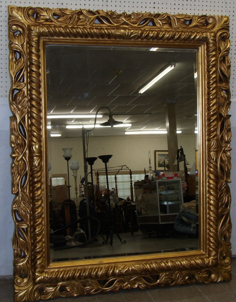 Large Ornate Gilded Frame Bevel Mirror (1 of 3)
